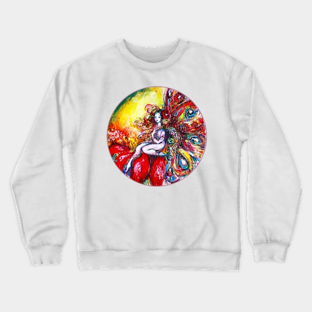 FAIRY TITANIA SITTING ON RED FLOWER A Midsummer Nights Dream Crewneck Sweatshirt by BulganLumini